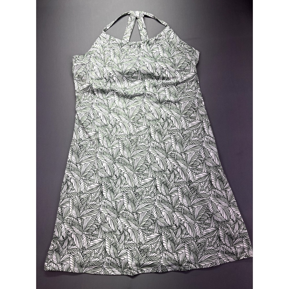 Eddie Bauer Black and White Leaf Print Halter Dress
